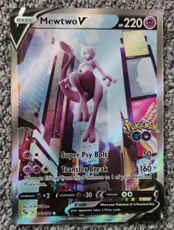 Pokemon Go Mewtwo V Alternate Full Art 072 Holo NM Free Shipping - Image 1