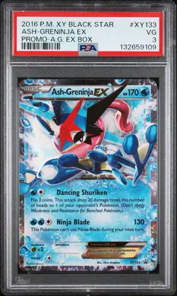2016 POKEMON XY BLACK STAR PROMO ASH-GRENINJA EX BOX ASH-GRENINJA EX PSA 3 - Image 1