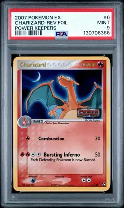PSA 9 2007 POKEMON EX POWER KEEPERS CHARIZARD #6 REVERSE STAMP - Image 1