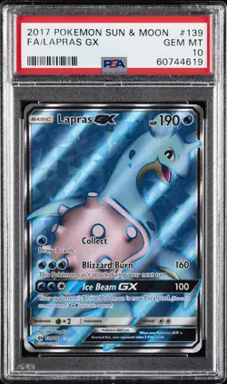 2017 POKEMON SUN & MOON #139 FULL ART/LAPRAS GX PSA 10 - Image 1