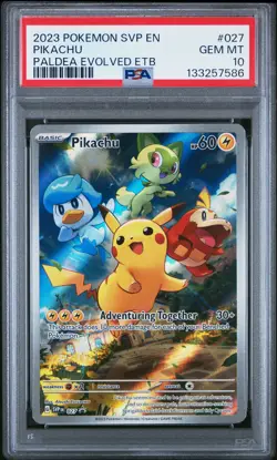 2023 POKEMON SVP EN-SV BLACK STAR PROMO #027 PIKACHU PSA 10 - Image 1