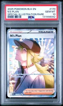 2025 POKEMON BLK EN-BLACK BOLT SPECIAL ILLUSTRATION RARE #170 N'S PLAN PSA 10 - Image 1