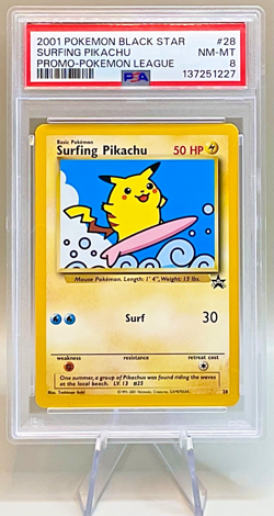 Pokemon Surfing Pikachu #28 - 2001 Black Star Promo - PSA 8 (NM-MT) Condition! - Image 1