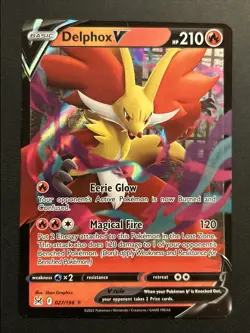 Delphox V 027/196 NM Ultra Rare Holo Lost Origin Sword Shield Pokemon TCG Card - Image 1