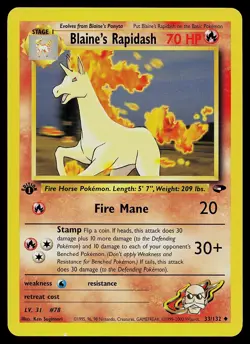 Pokemon Card - Blaine's Rapidash Gym Challenge 33/132 1st Edition - Image 1