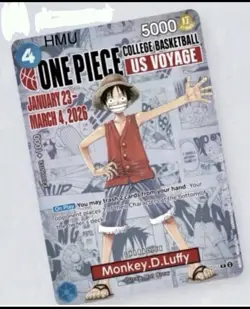 One Piece Monkey.D.Luffy US College Basketball Promo Card PRESALE Rutgers SGA - Image 1