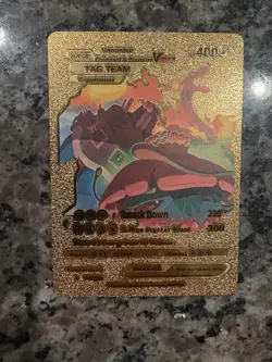 POKEMON Gold Charizard Blastoise Venusaur Vmax Tag Team Card HP 400 Starter - Image 1