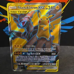 Pokemon Pikachu & Zekrom GX 240 HP Ultra Rare Full Art Holo 162/181 SM-Team Up - Image 1