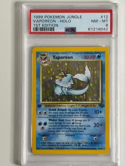 1999 Pokemon Jungle 12/64 Vaporeon Holo 1st Edition PSA 8 NM - MT Pack Fresh - Image 4