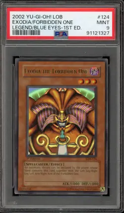 Yu-Gi-Oh! Exodia The Forbidden One Legend of Blue Eyes 1st Edition LOB-124 PSA 9 - Image 1