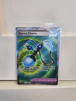 Sacred Charm 122/094 NM Full Art Holo 2025 TCG Pokemon Card Phantasmal Flames - Image 1