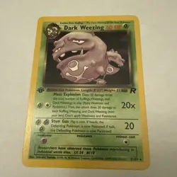 Pokemon Dark Weezing 1st Edition non-holo Rare Card 14/82 WOTC Vintage - Image 2