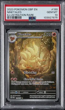 2023 POKEMON OBF EN-OBSIDIAN FLAMES ILLUSTRATION RARE #199 NINETALES PSA 10 - Image 1