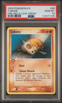 2004 POKEMON EX FIRE RED & LEAF GREEN #60 CUBONE PSA 10 - Image 1
