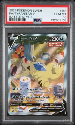 PSA 10 Tyranitar V #155/163 Alternate Full Art 2021 Pokemon SwSh Battle Styles - Image 1