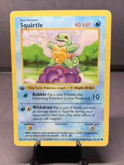 Pokemon TCG Squirtle 63/102 Base Set 1st Edition Shadowless 1999 VTG WOTC MP - Image 1