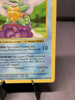 Pokemon TCG Squirtle 63/102 Base Set 1st Edition Shadowless 1999 VTG WOTC MP - Image 4