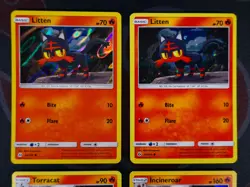 LP Pokemon LITTEN+TORRACAT+INCINEROAR Cosmos/Cracked-Ice/Web HOLO Card Sun Moon - Image 2