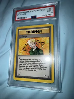 2000 POKEMON GYM HEROES : LT. SURGE - TRAINER - CARD # 101 - PSA 9 MINT - Image 3