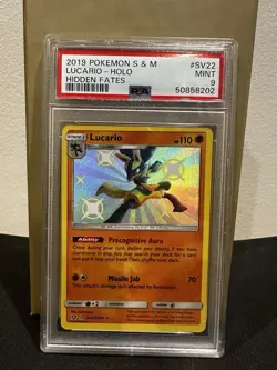 Pokemon Lucario Holo SV22/SV94 Hidden Fates Shiny Vault PSA 9 2019 English - Image 1