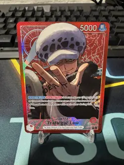 One Piece TCG OP14-001 Azure Sea's Seven Trafalgar Law Alternate Art Leader Red - Image 1