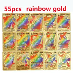 55 Pcs Gold Foil Pokemon Cards Pack - VMAX GX TCG Rare Card Lot/collectible/gift - Image 2
