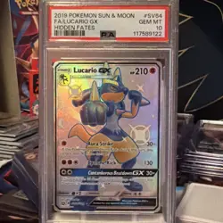 Pokemon Lucario GX SV64/SV94 Hidden Fates Shiny Vault Holo English PSA 10 (2019) - Image 1