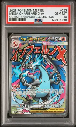 2025 POKEMON MEP EN-ME BLACK STAR PROMO #023 MEGA CHARIZARD X EX PSA 10 - Image 1