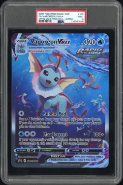 2021 Pokemon SWSH182 Vaporeon Vmax Premium Collection Jumbo PSA 9 - Image 1