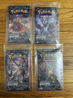Lot of 4 Pokemon TCG Ultra Prism Booster Packs, New, Sealed - Image 1