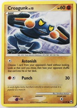 POKEMON CROAGUNK LV.15 61/99 PLATINUM ARCEUS COMMON NEAR MINT - Image 1