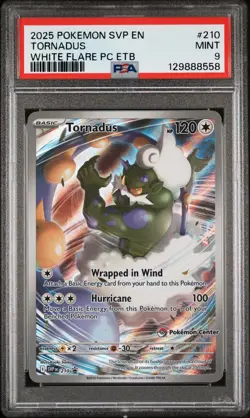 2025 POKEMON WHITE FLARE POKEMON CENTER ETB PROMO SVP #210 TORNADUS PSA 9 - Image 1