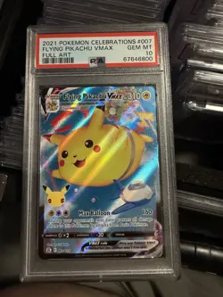 2021 POKEMON CELEBRATIONS #007 FULL ART/FLYING PIKACHU VMAX PSA 10 - Image 1