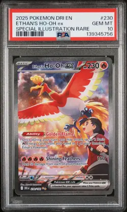2025 POKEMON DRI EN-DESTINED RIVALS #230 ETHAN'S HO-OH EX PSA 10 - Image 1