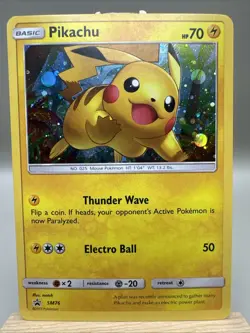 Pikachu SM76 Shining Legends Holo Black Star Promo Pokemon Card LP - Image 1