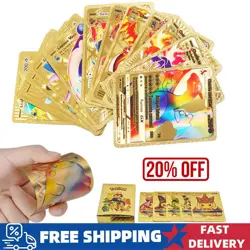 55Pcs Pokemon Card Foil GOLD PACK CARDS TCG GX Vmax GX Card Charizard Rare * - Image 1