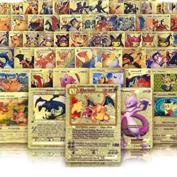 55Pcs Pokemon Card Foil GOLD PACK CARDS TCG GX Vmax GX Card Charizard Rare * - Image 2
