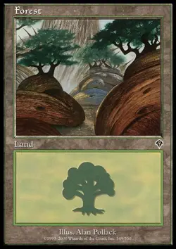 MTG Forest (349) - Foil, Invasion, Heavily Played, English - Image 1