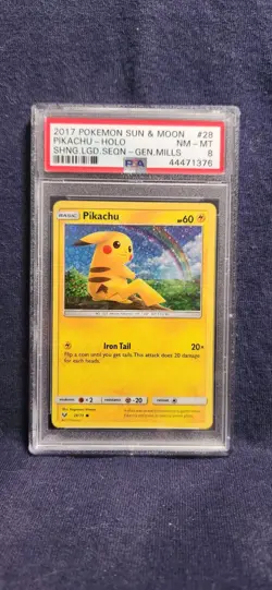 Pokemon PSA 8 Sun & Moon Shining Legends General Mills Cereal Promo Pikachu #28 - Image 1