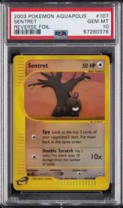2003 POKEMON AQUAPOLIS #107 SENTRET-REVERSE FOIL PSA 10 - Image 1
