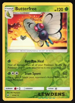 Butterfree - 3/147 - Reverse Holo Rare - Burning Shadows - Pokemon Card - Image 1