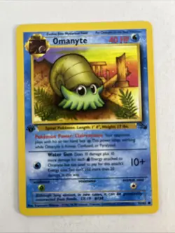 Pokemon Omanyte 52/62 1ST EDITION FOSSIL Common Regular Vintage 1999 WOTC TCG - Image 1
