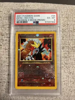 Entei 34 Reverse Foil Pokemon 3 Movie Promo PSA 6 Pokemon 2001 WOTC Swirl - Image 1