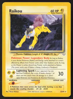 Pokemon TCG | Raikou 22/64 | Neo Revelation | Lightly Played - Image 1