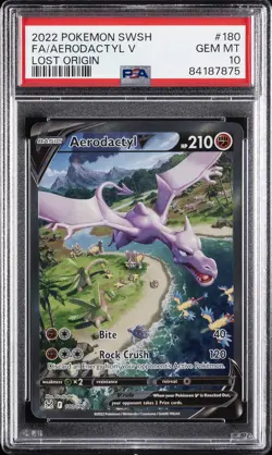 2022 POKEMON SWORD & SHIELD LOST ORIGIN #180 FULL ART/AERODACTYL V PSA 10 - Image 1