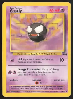 Pokemon TCG | Gastly 33/62 | Uncommon | Fossil | Lightly Played - Image 2