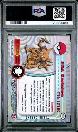 2000 Topps Chrome Pokemon Kadabra Tekno Refractor Holo T.V. #64 PSA 10 Gem Mint - Image 2