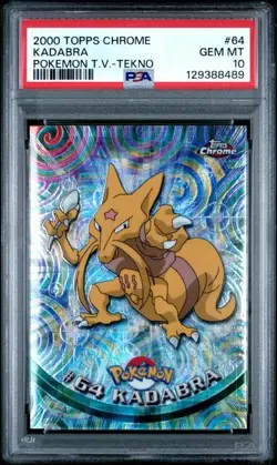 2000 Topps Chrome Pokemon Kadabra Tekno Refractor Holo T.V. #64 PSA 10 Gem Mint - Image 5
