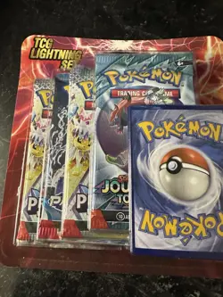 Pokemon TCG Lightning Set 4 Packs + 1 Bonus Card! Brand New/Sealed! - Image 1