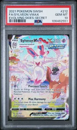 Sylveon VMAX 212/198 SWSH Evolving Skies Alternate ALT Art Pokemon Card PSA 10 - Image 1